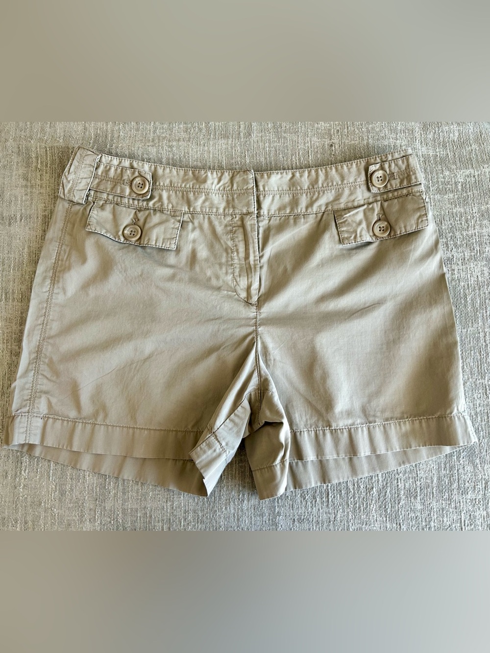 LOFT Khaki Button-Detail Bermuda Shorts